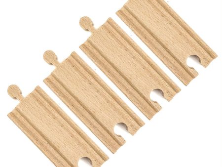 (4) 3.5 Inch Straight Wooden Train Tracks by Conductor Carl Online Hot Sale