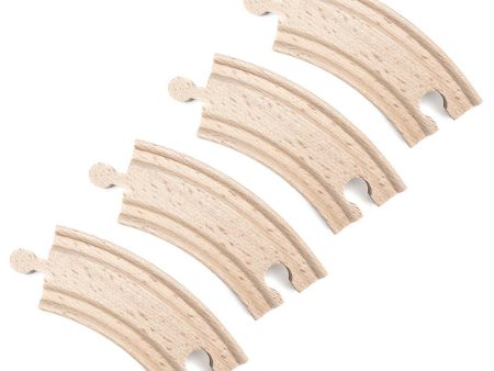 (4) 3.5 Inch Curved Wooden Train Tracks by Conductor Carl on Sale