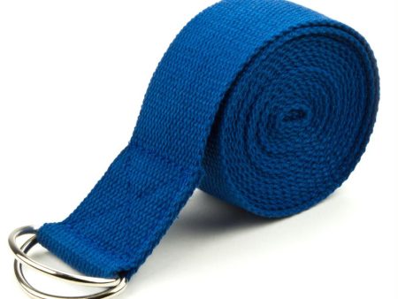 Blue 8  Cotton Yoga Strap with Metal D-Ring Discount