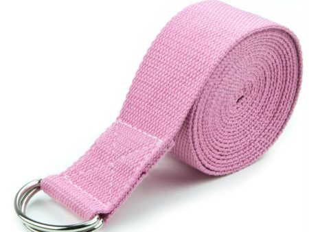 Pink 8  Cotton Yoga Strap with Metal D-Ring Cheap