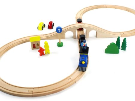 Wooden 30 Piece Figure 8 Train Set with Conductor Carl Train Online Hot Sale