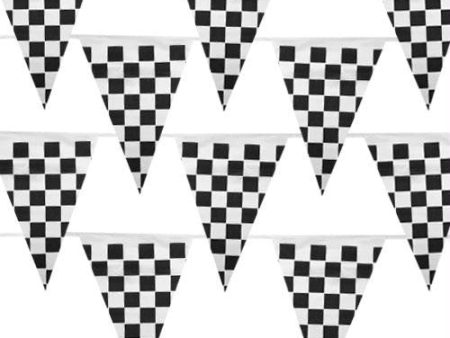 Black & White Checker 100 Foot Pennant Stringer w-48 Flags Online Sale