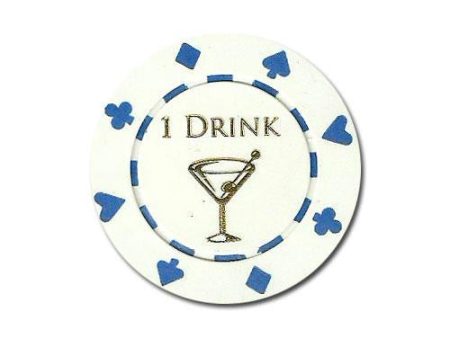 25 White  1 Drink  Bar Token Chips Discount